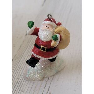 Glitter mini Santa claus wave walk toy sack ornament Xmas decor